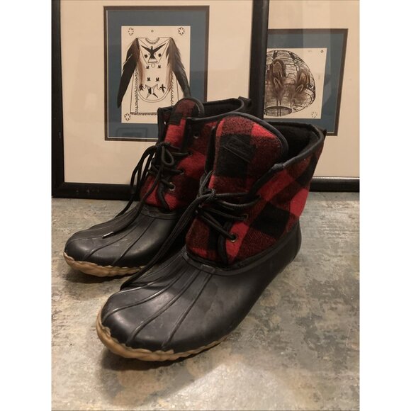 Chooka Duck Boots Buffalo Plaid Mud Outdoors Fall Size 10 - Picture 5 of 10